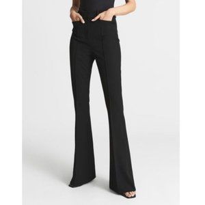Reiss Dylan High Waist Flare Leg Trousers Wide Leg Stretch Ponte Pants Black 6